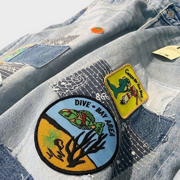 Levis Premium 501 150th Straight Leg Jeans Original Fit Patchwork Mens 36x30 - Picture 3 of 12